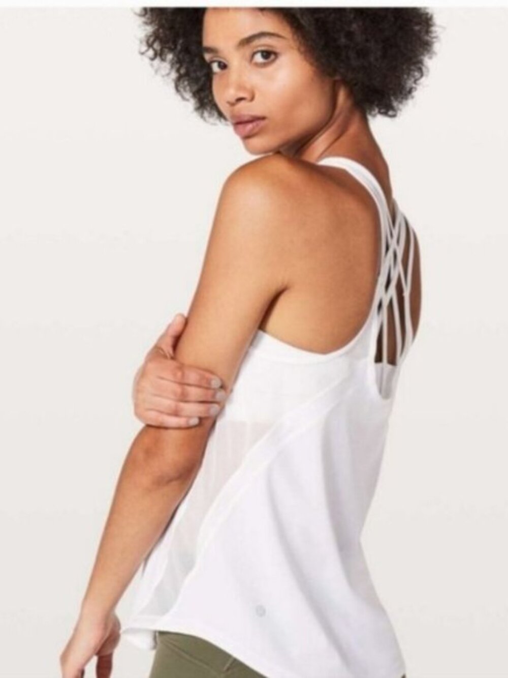 Lululemon  Women´s White  Yoga Gym Run Off Route Tank Top Sz 6